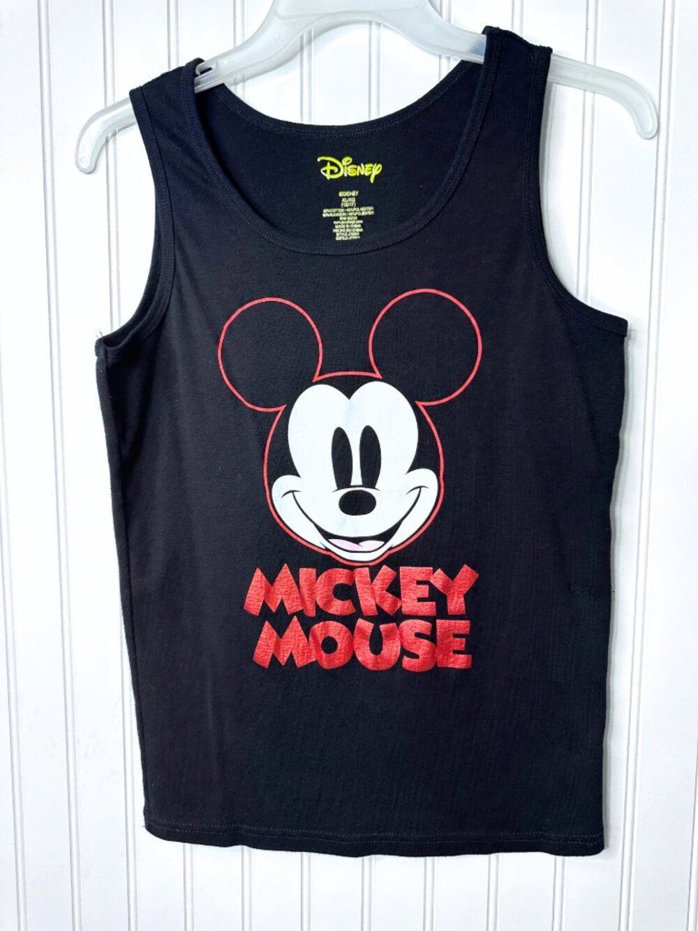 Mickey Mouse Black Red Foil Logo Tank Top Size Junior's XL 15/17